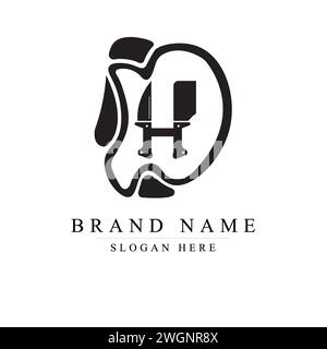 Abstract knife letter DH logo icon vector design, Dh logo design Stock Vector