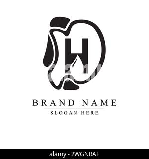 H logo flame, Harmonious DH an Elegant Monogram Logo, Letter H flame inside Stock Vector