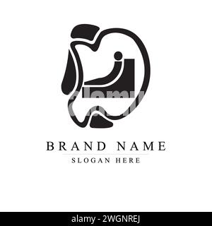 I laying on bed logo, elegant, Simple, Abstract letter i logo Stock Vector