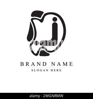 initials letter DJ logo design vector illustration template, Minimal DJ initial based vector icon, J logo design Stock Vector