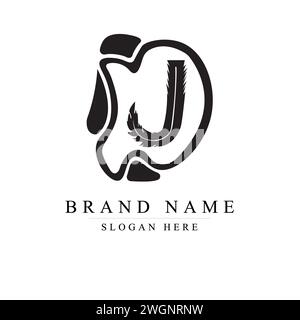 initials letter DJ logo design vector illustration template, Minimal DJ initial based vector icon, J logo design Stock Vector