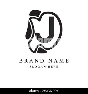 initials letter DJ logo design vector illustration template, Minimal DJ initial based vector icon, J logo design Stock Vector