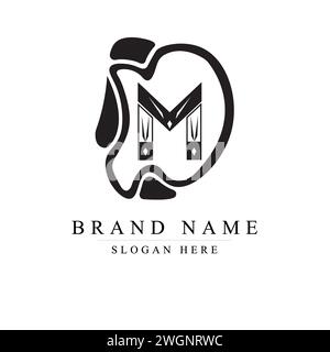 Modern and unique letter DM initials logo design, Initial lowercase letter logo DM, M logo, monogram rounded shape, Modern Abstract Letter DM logo Stock Vector