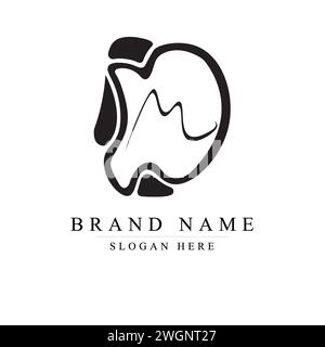 Modern and unique letter DM initials logo design, Initial lowercase letter logo DM, M logo, monogram rounded shape, Modern Abstract Letter DM logo Stock Vector