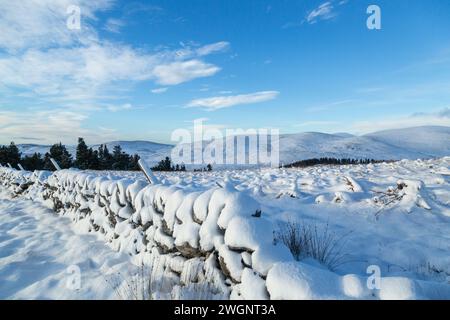 A snowy scene in Glen Shee on a walk up Meatna Letter or Duchray Hill Stock Photo