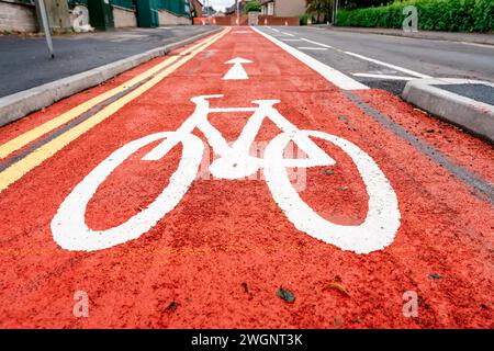 Red Bitumen Footpath New cycling path made of red asphalt as part of 10 minutes city ...