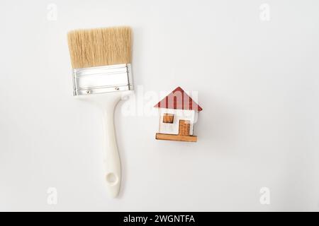 House Painting Essentials: Brush Strokes on White Background Stock Photo