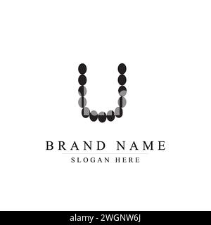Halftone round U, Letter U logo design vector illustration Stock Vector