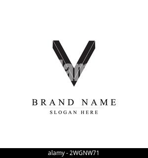 V 3D logo design for business purpose, V Initial based alphabet letters, V Vector illustration Stock Vector