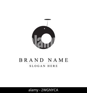 Letter O logo design, Minimalist Monochrome Black and White Logo Concept Stock Vector