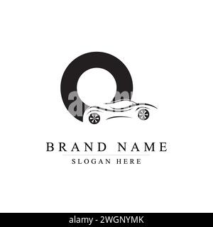 Q logo design with car logo concept, Q Motion: A Dynamic Automotive Logo Concept for car garage Stock Vector
