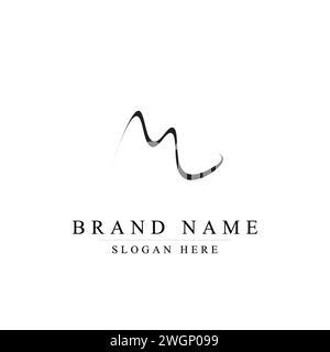 Letter M handwritten logo vector design template on a white background Stock Vector
