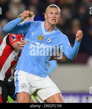 05 Feb 2024 - Brentford v Manchester City - Premier League - Gtech Community Stadium. Manchester City's Erling Haaland in action.  Picture : Mark Pain / Alamy Live News Stock Photo