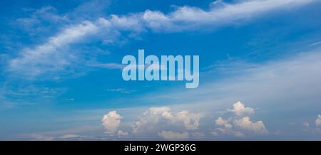 view of bright blue sky with white clouds Stock Photo