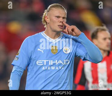 05 Feb 2024 - Brentford v Manchester City - Premier League - Gtech Community Stadium. Manchester City's Erling Haaland in action.  Picture : Mark Pain / Alamy Live News Stock Photo