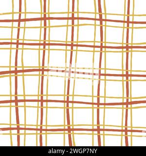 Retro dull dirty colors grid stripes vector pattern. Hand drawn doodle geometric abstract stripped background Stock Vector