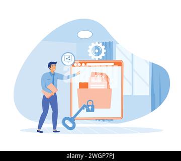 Characters using Security Services to Protect Personal Data. flat vector modern illustration Stock Vector