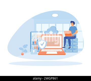 Hackers stealing personal data. flat vector modern illustration Stock Vector
