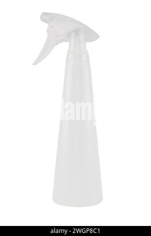 White blank plastic spray bottle isolated on white background Stock Photo