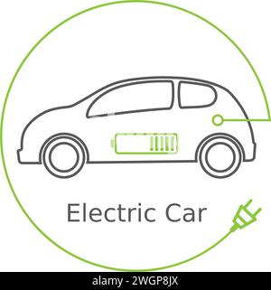 Logo electric car .Side view of electric car. Stock Vector