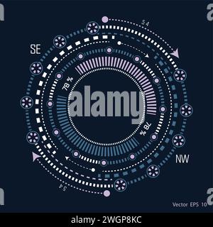 Technical drawing.Fantastic circle .Drawing details . Stock Vector