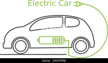 Logo electric car .Side view of electric car. Stock Vector