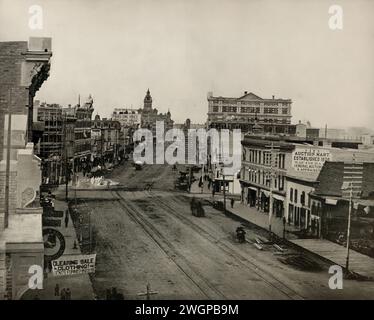 Main Street Winnipeg 19th century photograph image store front old fashioned shops town USA Stock Photo