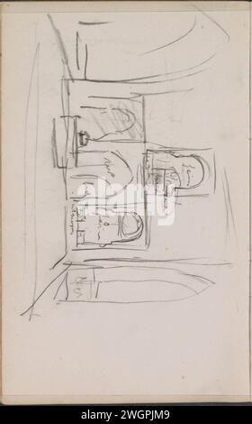 Interior, possibly of a mosque, 1896  Page 10 from a sketchbook with 53 sheets. Istanbul (possibly) paper. chalk  temple, shrine  Islam, Mohammedanism. architecture Stock Photo
