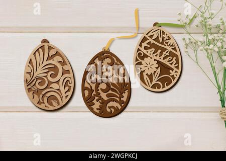 EASTER TAG BUNDLE Digital multilayer layout files are specially prepared for the laser cut, CNC router machine and other cutting machines. Stock Vector
