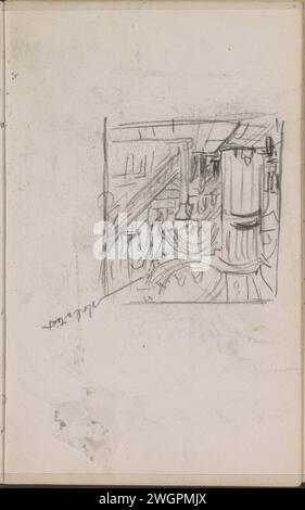 Interior of a mosque with a pulpit, 1896  Page 21 from a sketchbook with 53 sheets. Istanbul (possibly) paper. chalk  temple, shrine  Islam, Mohammedanism. dome  architecture Stock Photo