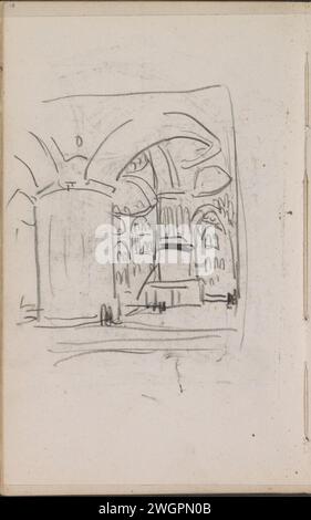 Interior of a mosque, 1896  In the foreground a thwart and arch construction and a number of domes in the background. Page 18 from a sketchbook with 53 sheets. Istanbul (possibly) paper. chalk  temple, shrine  Islam, Mohammedanism. architecture. dome  architecture Stock Photo