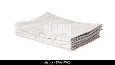 New clean kitchen towels isolated on white Stock Photo