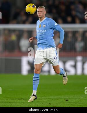 05 Feb 2024 - Brentford v Manchester City - Premier League - Gtech Community Stadium. Manchester City's Erling Haaland in action.  Picture : Mark Pain / Alamy Live News Stock Photo