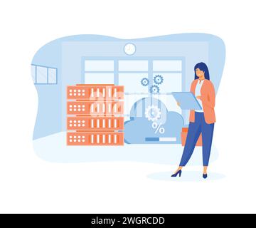 Computing and file management concept. flat vector modern illustration Stock Vector