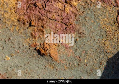 Close-up of the natural, vibrant earth tones and textures found in the Rio Tinto region Stock Photo