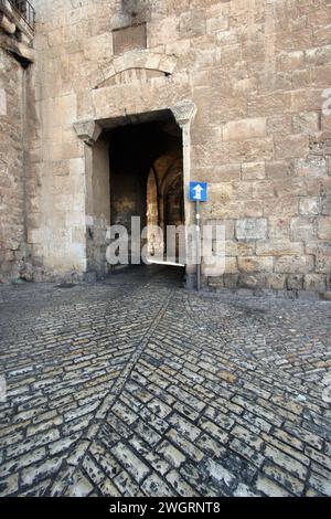 Zion Gate, circa 1540, one of Gates of the Old City of Jerusalem, Israel Stock Photo