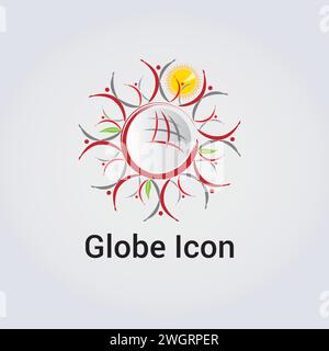 Planet Globe Earth Icon Logo Design Round Circle Elements Colorful Stock Vector