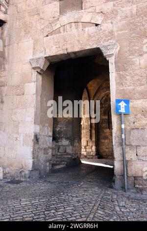 Zion Gate, circa 1540, one of Gates of the Old City of Jerusalem, Israel Stock Photo