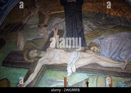 XI station of via Dolorosa, Nails of the Cross Altar, also known as Latin Calvary in the Church of the Holy Sepulchre in Jerusalem, Izrael Stock Photo