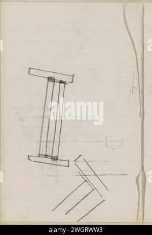 Constructions, possibly with beams, c. 1901  Page 53 Verso from a sketchbook with 79 sheets.  pencil. chalk Stock Photo