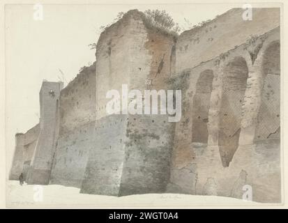 The Aurelian Wall in Rome, c. 1809 - c. 1812 drawing Drawing from a group of 46 drawings and studies from mainly cityscapes and landscapes in and around Rome. Italy paper. graphite (mineral). watercolor (paint) brush ruin of a building  architecture. city-walls Rome. Aurelian wall Stock Photo