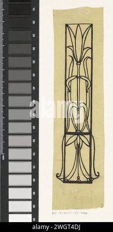 Band design for: Louis Couperus, Extaze: a book of happiness, 1894, Richard Nicolaüs Roland Holst, in Or Before 1894 drawing Stylized floral pattern in a rectangular frame.  tracing paper. ink. pencil. deck paint pen / brush flowers  ornament Stock Photo