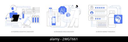 AI in Research and Development abstract concept vector illustrations. Stock Vector