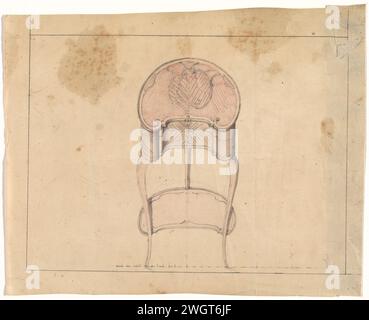 Kidney -shaped table, anonymous, c. 1750 - c. 1765 drawing Kidney -shaped table with two drawers in the front and a leaf between the three legs, with alternative solutions for the marqueterie pattern of the top. Measure indication along the bottom. France (possibly) paper pen / brush Stock Photo