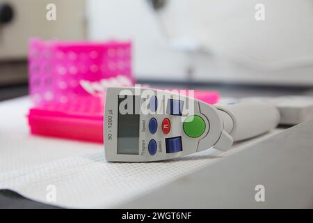 Tools and containers in a medical lab Stock Photo