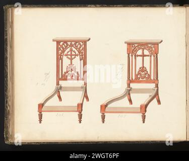 Two designs for Prie Dieu #39 s Anonymous c 1825 c 1839 drawing Two