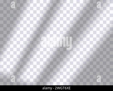 Realistic long shadow overlay effect of window isolated on transparent background. Abstract silhouette soft blurry shadow of vertical blinds on wall Stock Vector