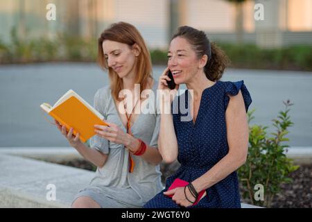 Portrait of two women, Milano, Italy. Stock Photo