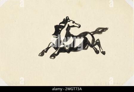 Jumping horse with the head turned back, Leo Gestel, 1937 drawing Jumping horse with the head turned backwards  paper. ink brush horse Stock Photo