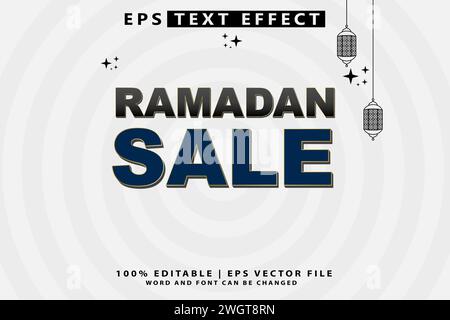 Ramadan Sale 3D Traditional Cartoon template style premium vector with editable text effect Stock Vector